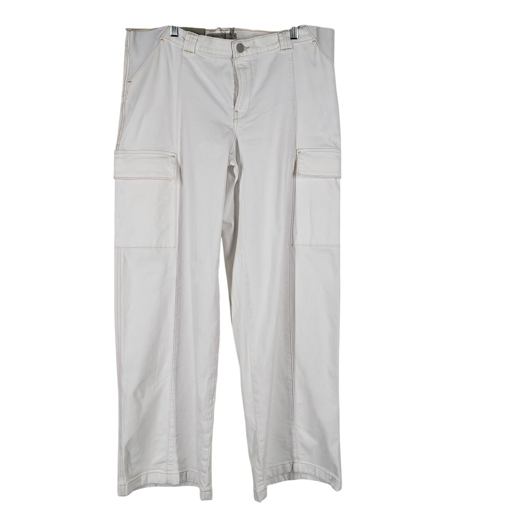 HUDSON Jeans Utility Wide Leg Cargo Maternity Pants White Size 31x32
